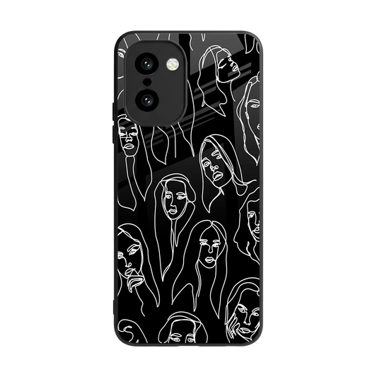 Many Faces Black back phone cover | glass case for oneplus 15r