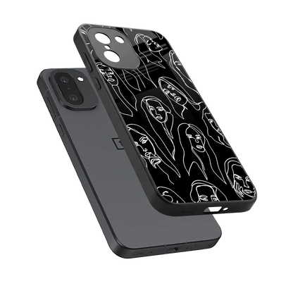Many Faces Black sleek oneplus 15r cover with tempered glass back and TPU edges