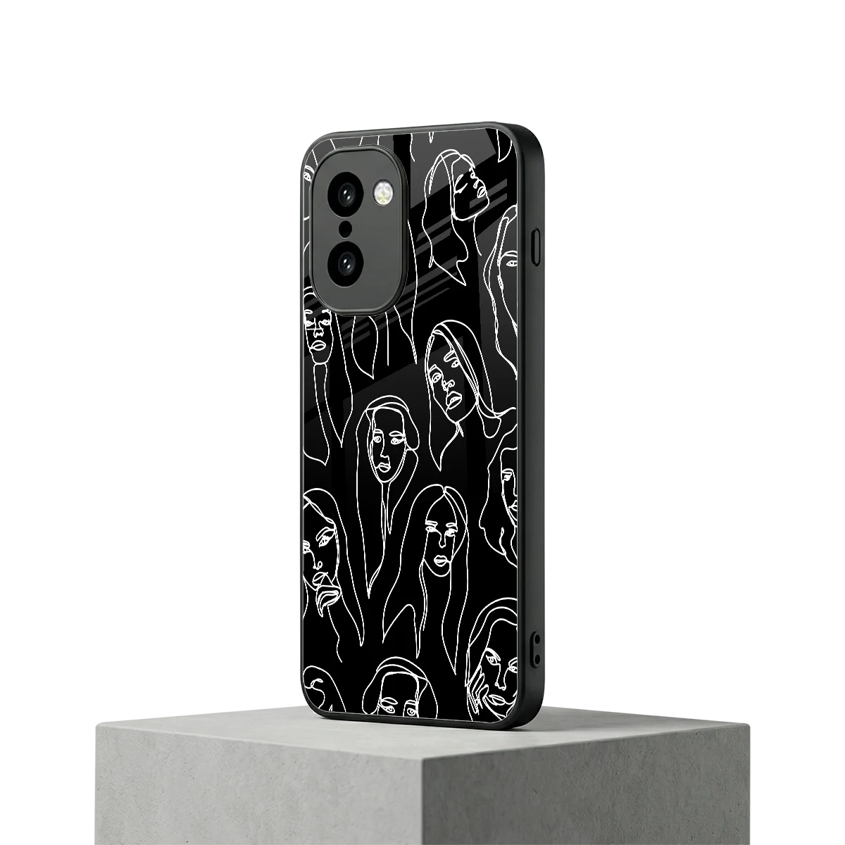 Many Faces Black oneplus 15r mobile cover | shockproof glass phone case