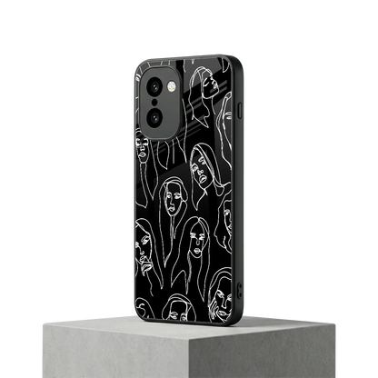 Many Faces Black oneplus 15r mobile cover | shockproof glass phone case