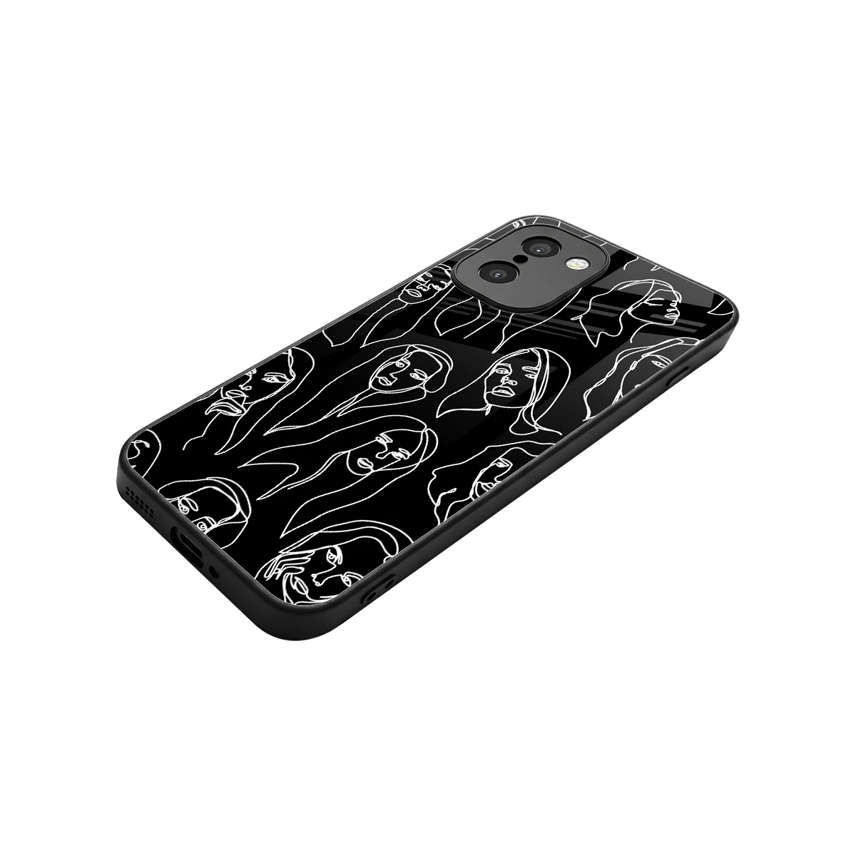 Many Faces Black stylish phone case for oneplus 15r | glossy glass and slim fit