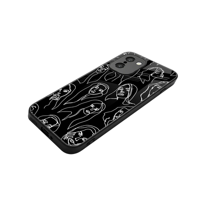 Many Faces Black stylish phone case for oneplus 15r | glossy glass and slim fit