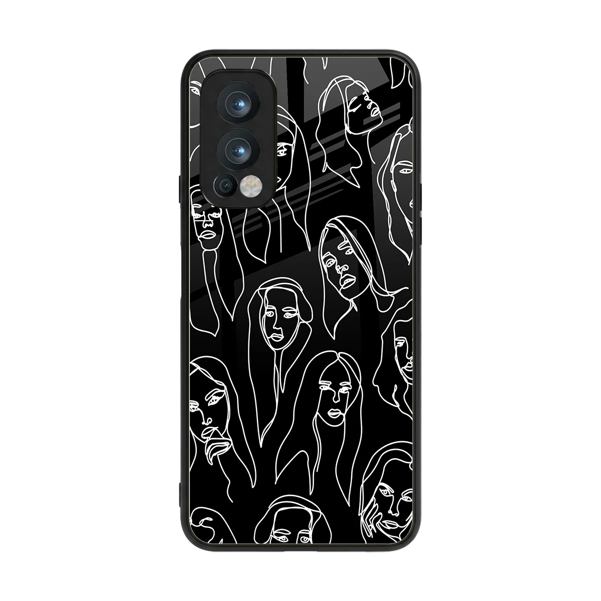 Many Faces Black back phone cover | glass case for oneplus nord 2