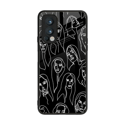 Many Faces Black back phone cover | glass case for oneplus nord 2