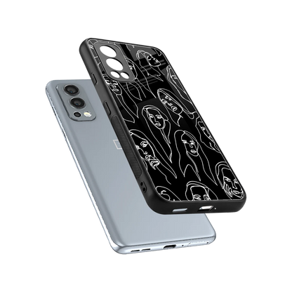 Many Faces Black sleek oneplus nord 2 cover with tempered glass back and TPU edges