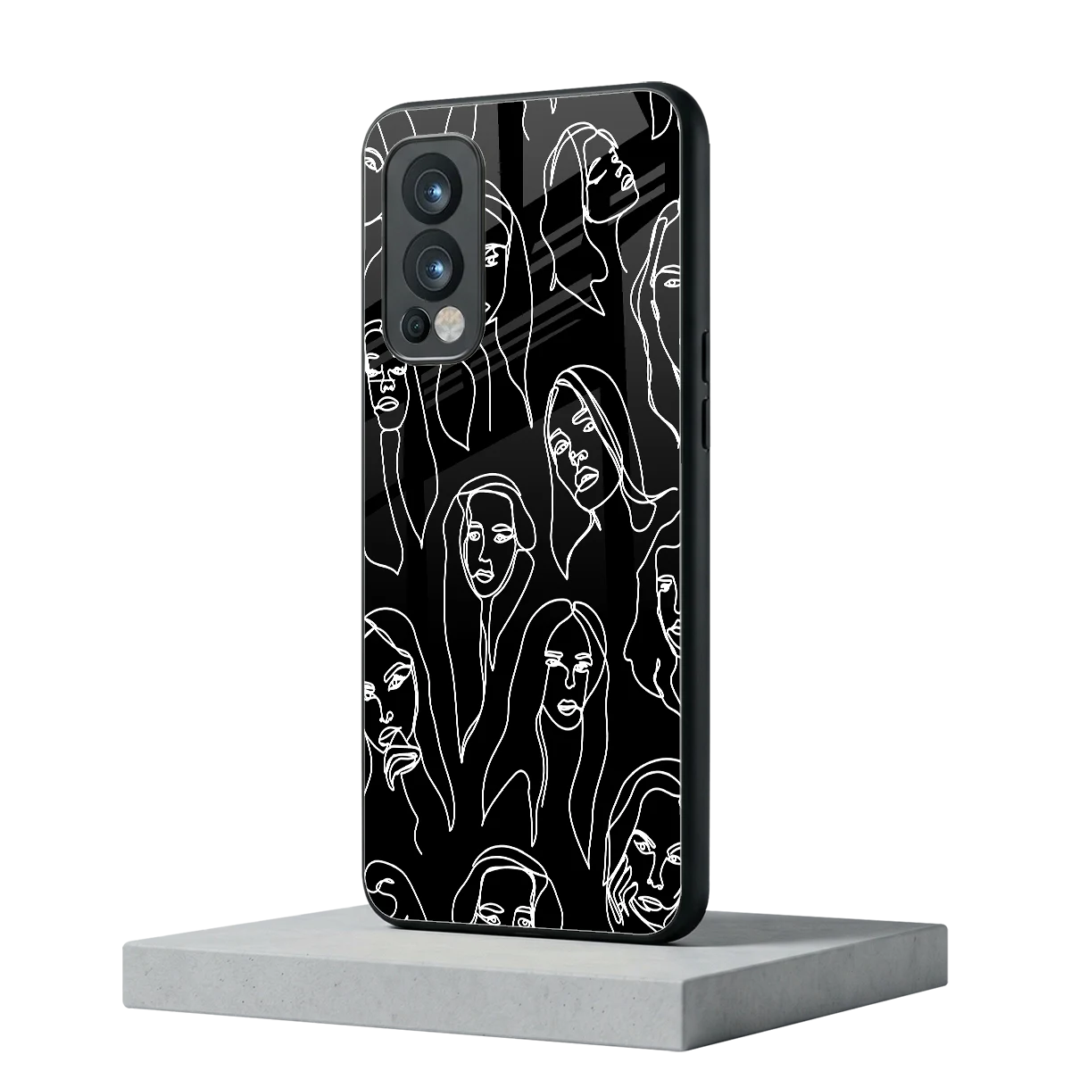 Many Faces Black oneplus nord 2 mobile cover | shockproof glass phone case