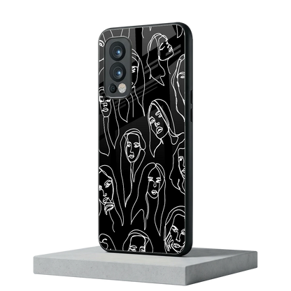 Many Faces Black oneplus nord 2 mobile cover | shockproof glass phone case