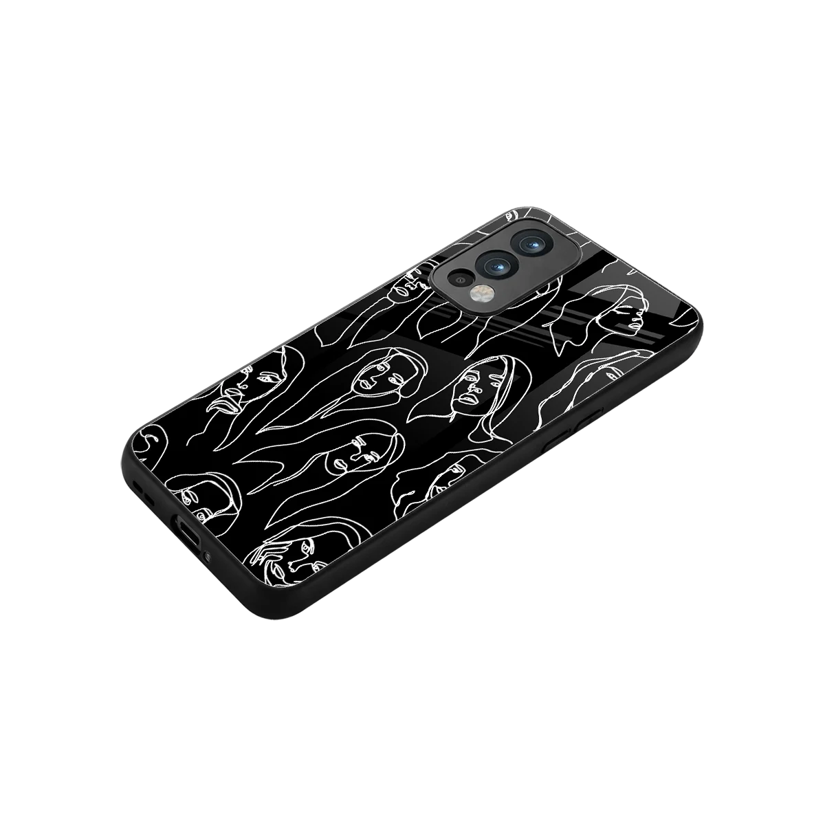 Many Faces Black stylish phone case for oneplus nord 2 | glossy glass and slim fit