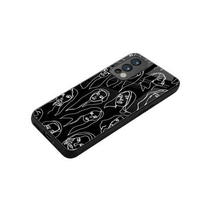 Many Faces Black stylish phone case for oneplus nord 2 | glossy glass and slim fit