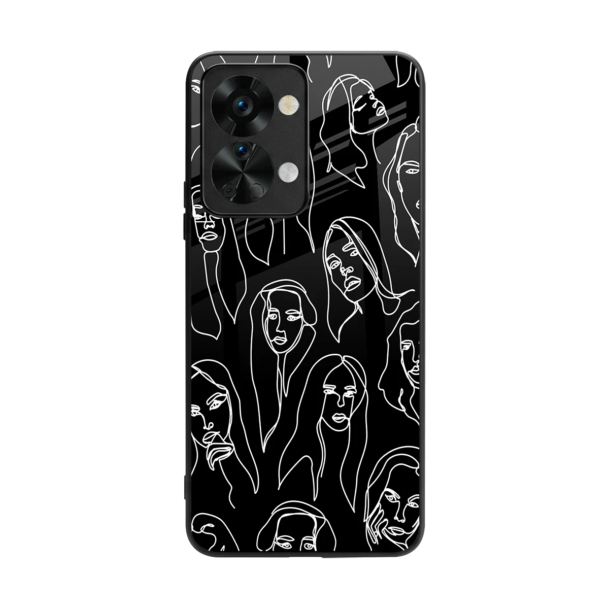 Many Faces Black back phone cover | glass case for oneplus nord 2t