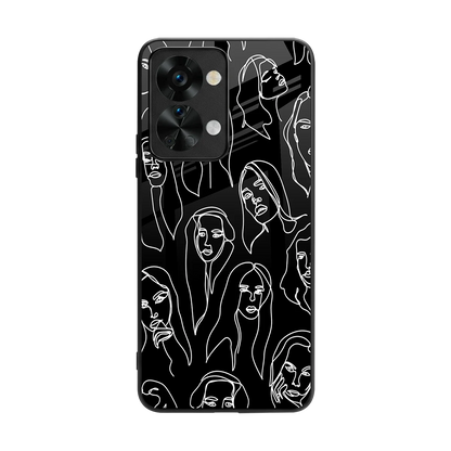 Many Faces Black back phone cover | glass case for oneplus nord 2t
