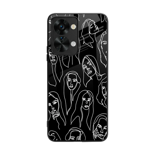 Many Faces Black back phone cover | glass case for oneplus nord 2t