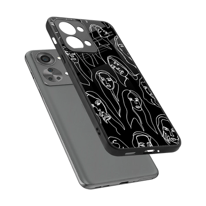 Many Faces Black sleek oneplus nord 2t cover with tempered glass back and TPU edges