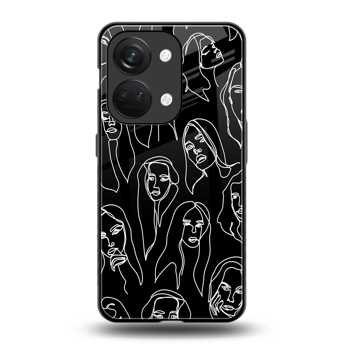 Many Faces Black back phone cover | glass case for oneplus nord 3