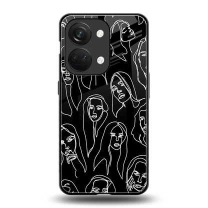 Many Faces Black back phone cover | glass case for oneplus nord 3