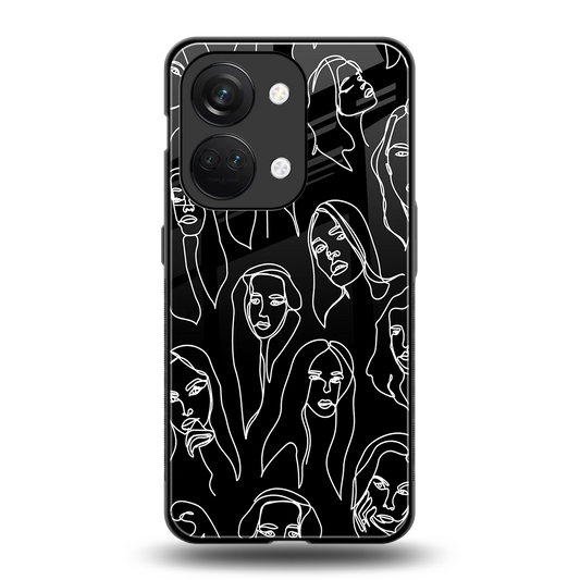 Many Faces Black back phone cover | glass case for oneplus nord 3