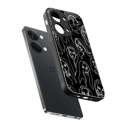 Many Faces Black sleek oneplus nord 3 cover with tempered glass back and TPU edges