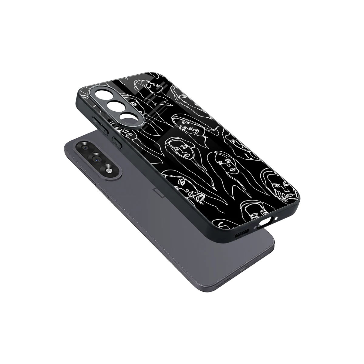 Many Faces Black sleek oneplus nord 5 cover with tempered glass back and TPU edges