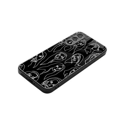 Many Faces Black stylish phone case for oneplus nord 5 | glossy glass and slim fit