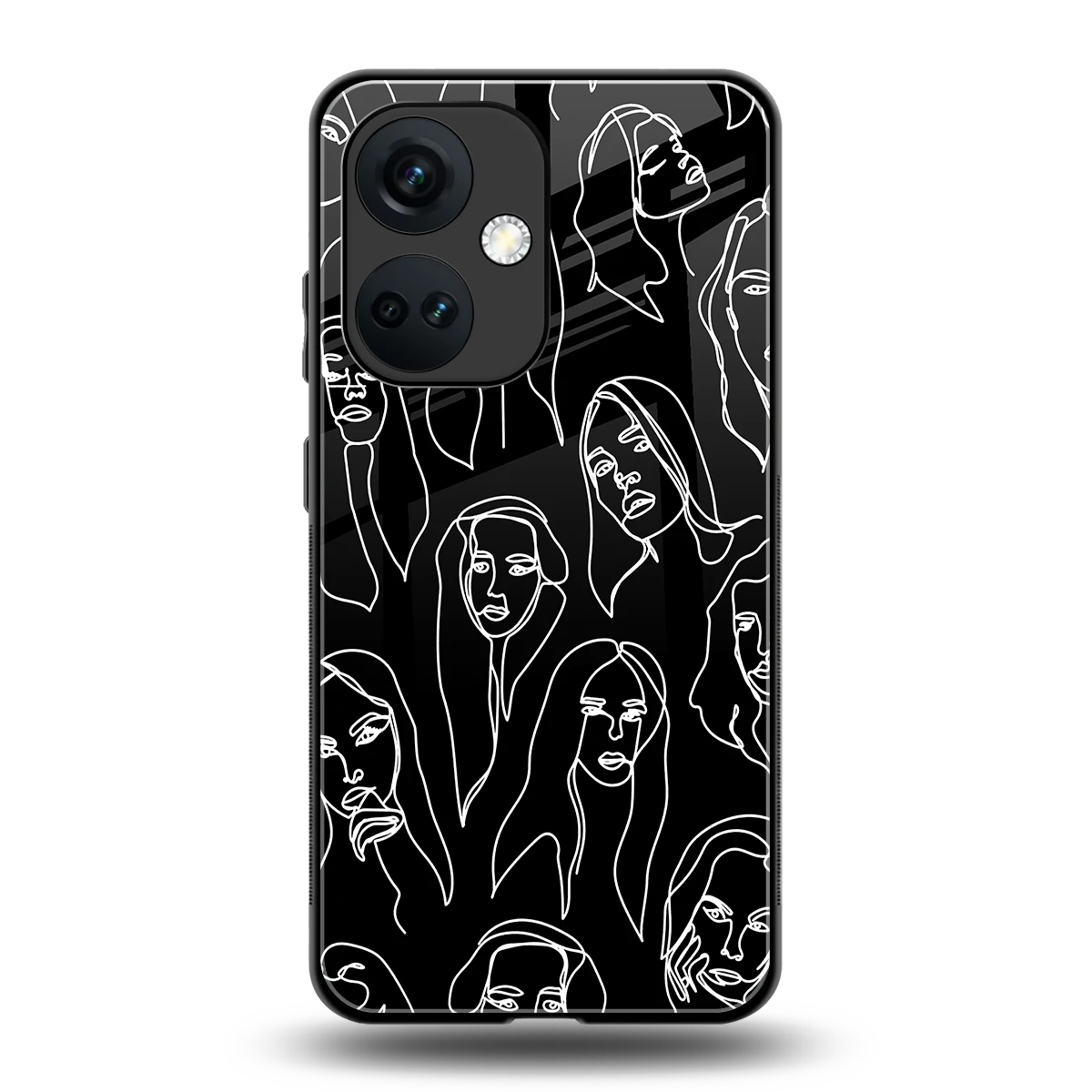 Many Faces Black back phone cover | glass case for oneplus nord ce 3