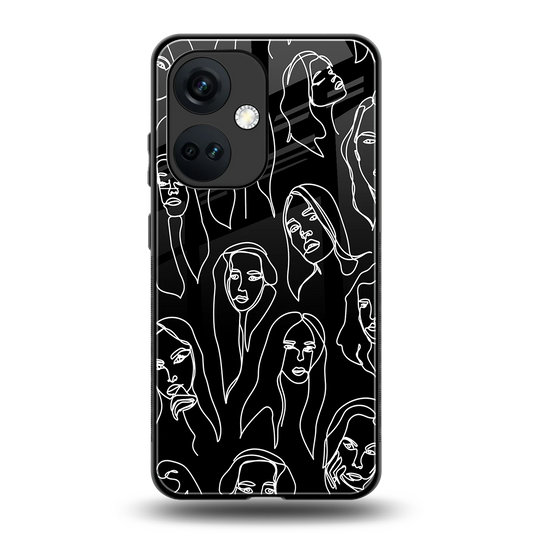 Many Faces Black back phone cover | glass case for oneplus nord ce 3