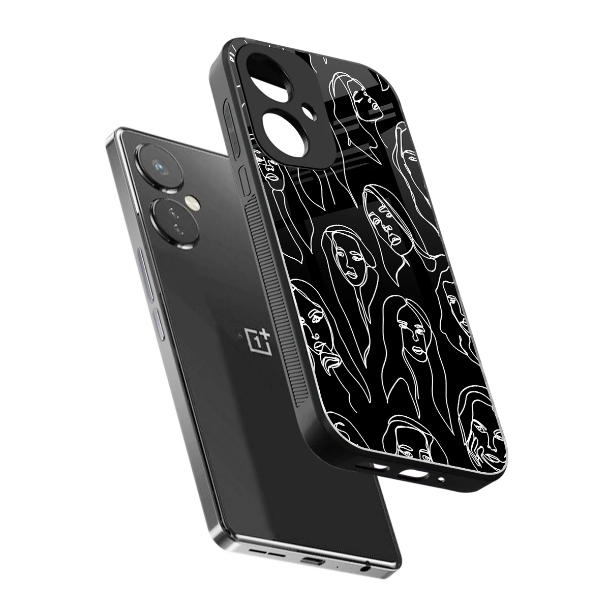 Many Faces Black sleek oneplus nord ce 3 cover with tempered glass back and TPU edges