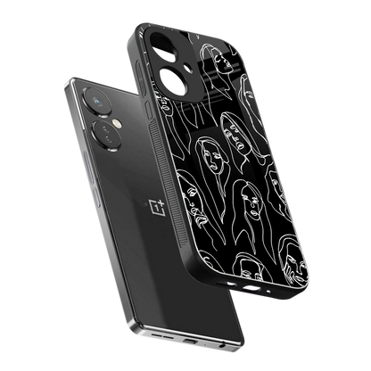 Many Faces Black sleek oneplus nord ce 3 cover with tempered glass back and TPU edges