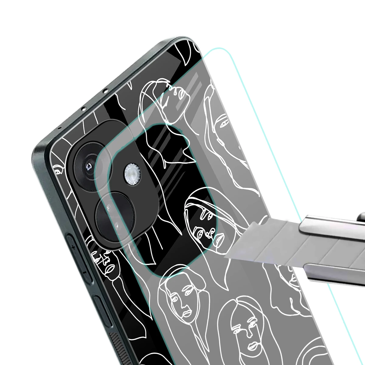 Many Faces Black stylish phone case for oneplus nord ce 3 | glossy glass and slim fit