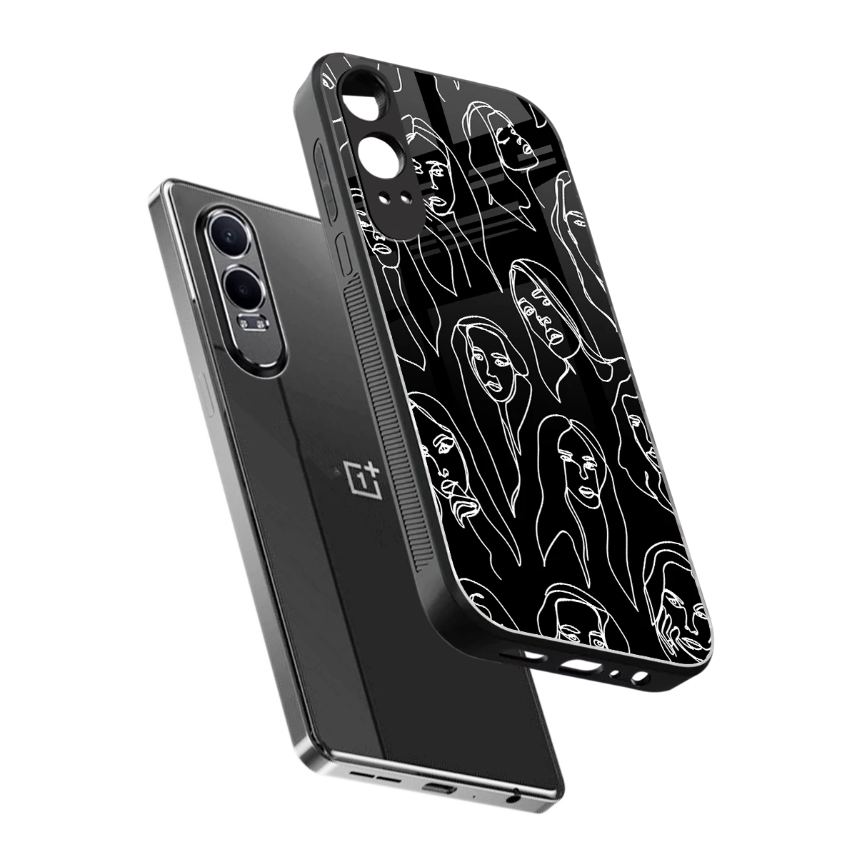 Many Faces Black sleek oneplus nord ce 4 lite cover with tempered glass back and TPU edges