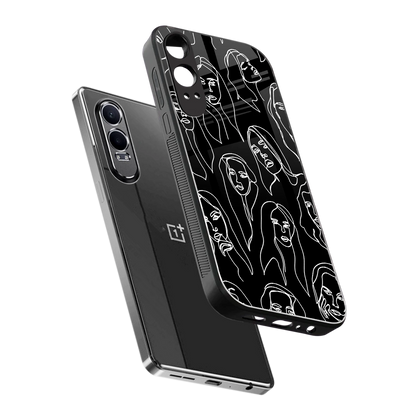 Many Faces Black sleek oneplus nord ce 4 lite cover with tempered glass back and TPU edges