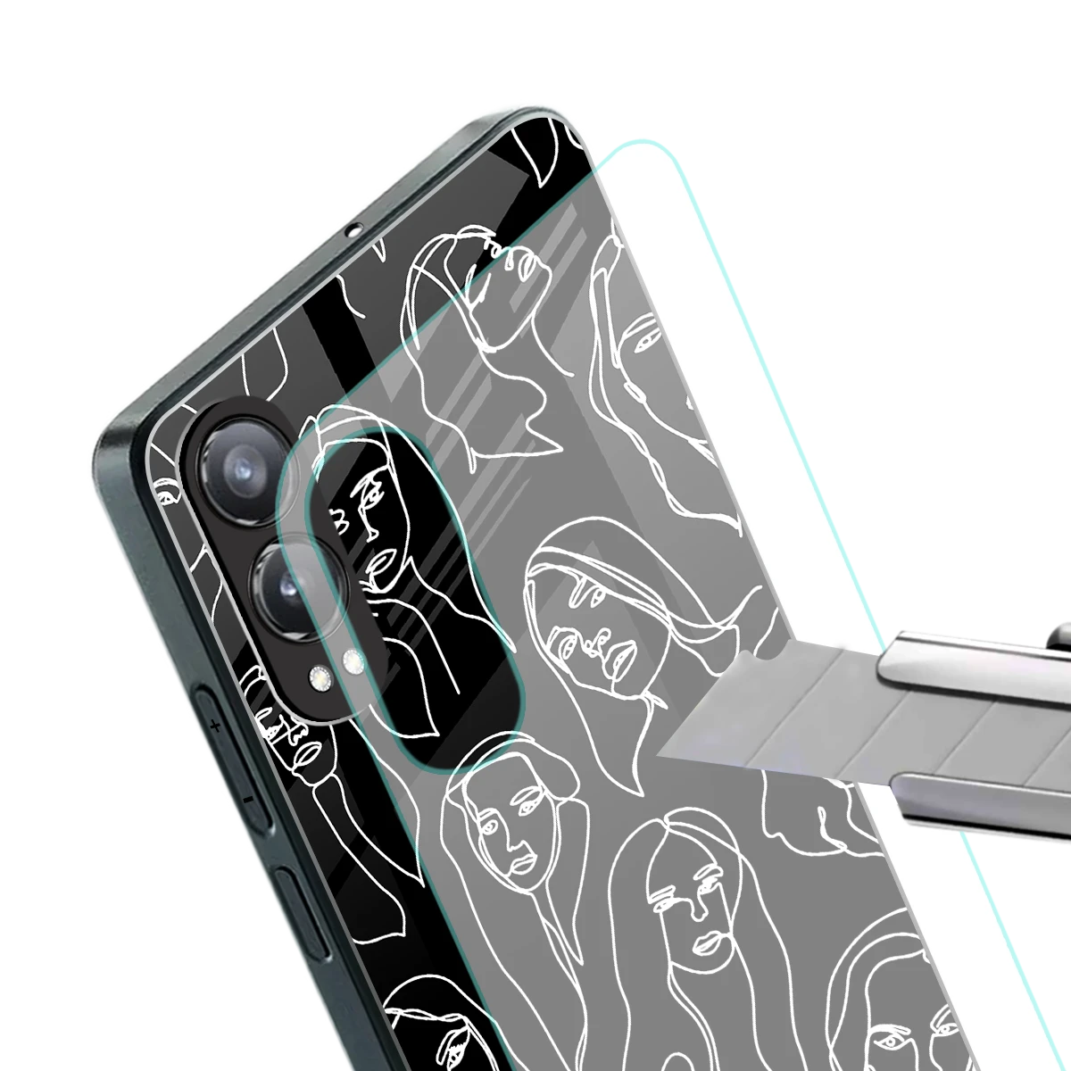 Many Faces Black stylish phone case for oneplus nord ce 4 lite | glossy glass and slim fit