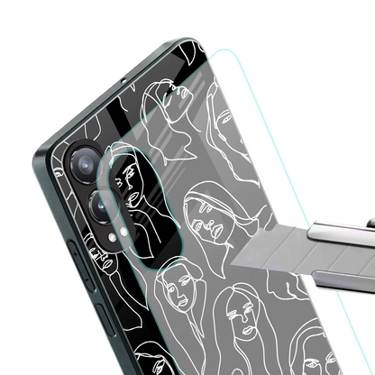 Many Faces Black stylish phone case for oneplus nord ce 4 lite | glossy glass and slim fit