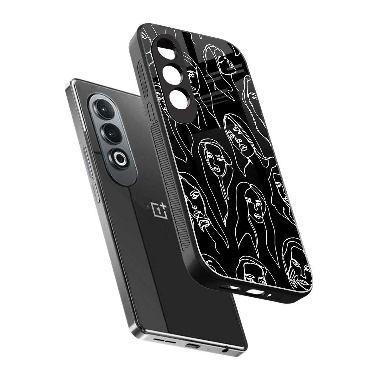 Many Faces Black sleek oneplus nord ce 4 cover with tempered glass back and TPU edges