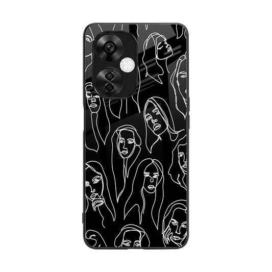 Many Faces Black back phone cover | glass case for oneplus nord ce 3 lite