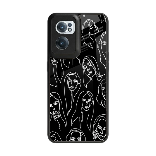 Many Faces Black back phone cover | glass case for oneplus nord ce 2