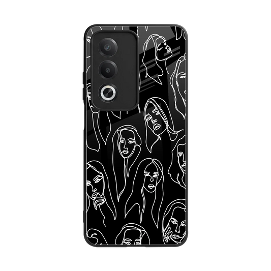 Many Faces Black back phone cover | glass case for oppo a3 pro