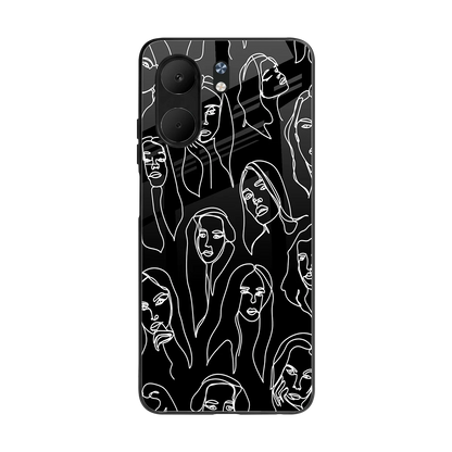 Many Faces Black back phone cover | glass case for oppo a5x 5g