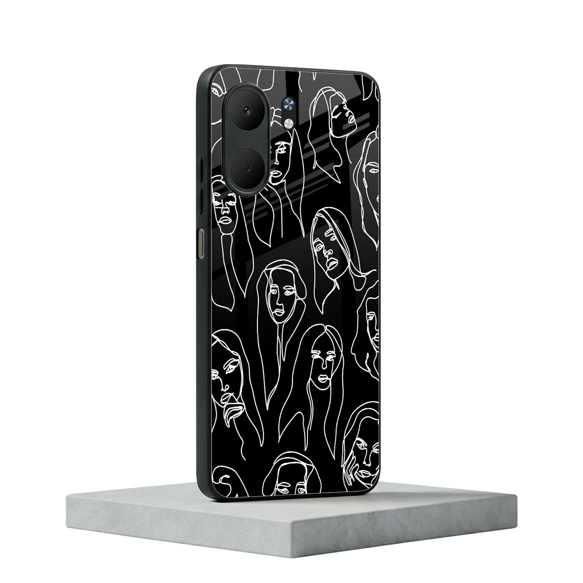 Many Faces Black oppo a5x 5g mobile cover | shockproof glass phone case
