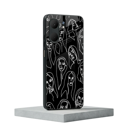 Many Faces Black oppo a5x 5g mobile cover | shockproof glass phone case