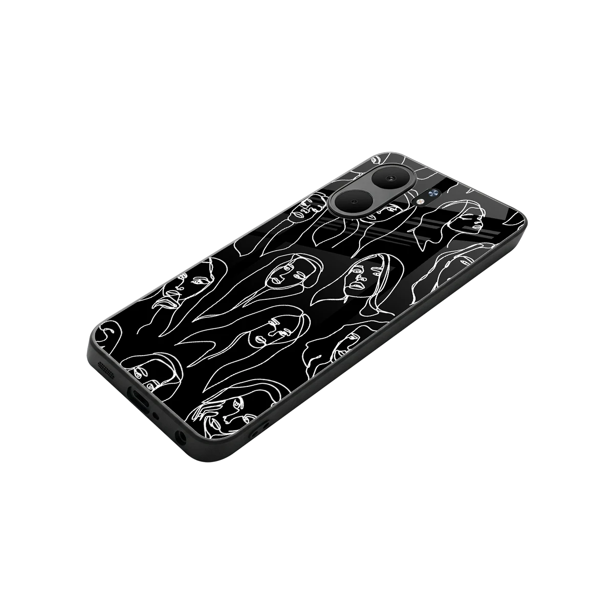 Many Faces Black stylish phone case for oppo a5x 5g | glossy glass and slim fit