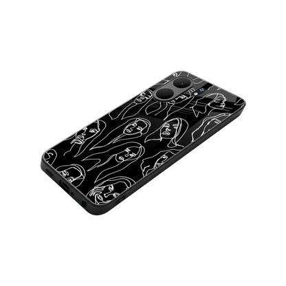 Many Faces Black stylish phone case for oppo a5x 5g | glossy glass and slim fit