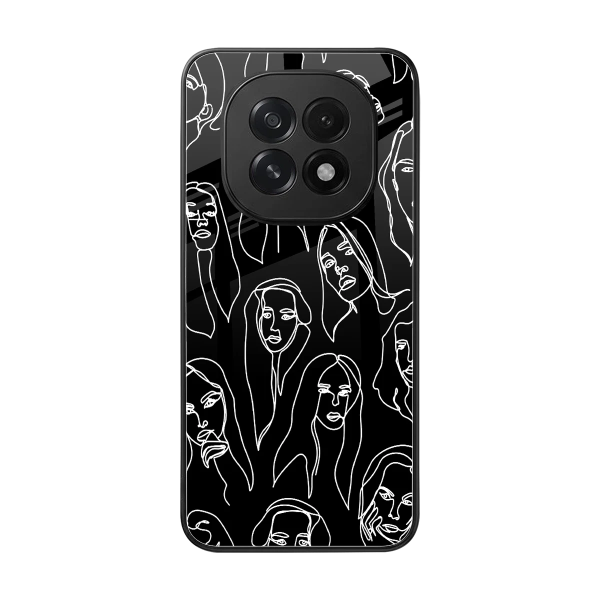 Many Faces Black back phone cover | glass case for oppo f29 5g