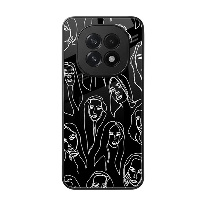 Many Faces Black back phone cover | glass case for oppo f29 5g
