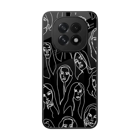 Many Faces Black back phone cover | glass case for oppo f29 5g