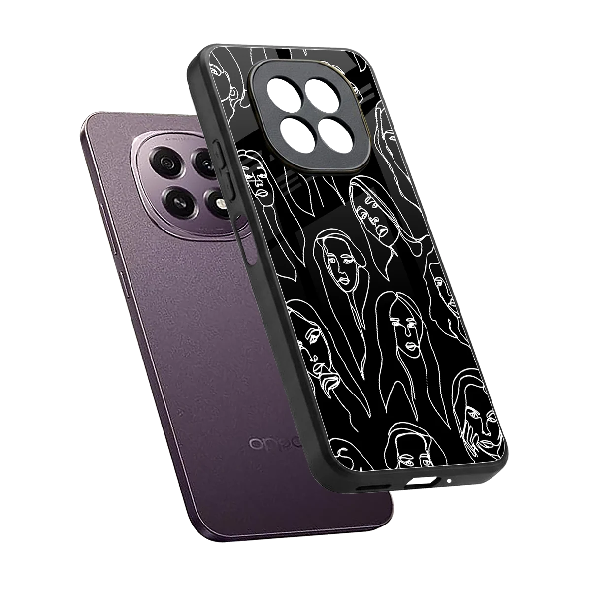 Many Faces Black sleek oppo f29 5g cover with tempered glass back and TPU edges