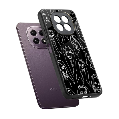 Many Faces Black sleek oppo f29 5g cover with tempered glass back and TPU edges