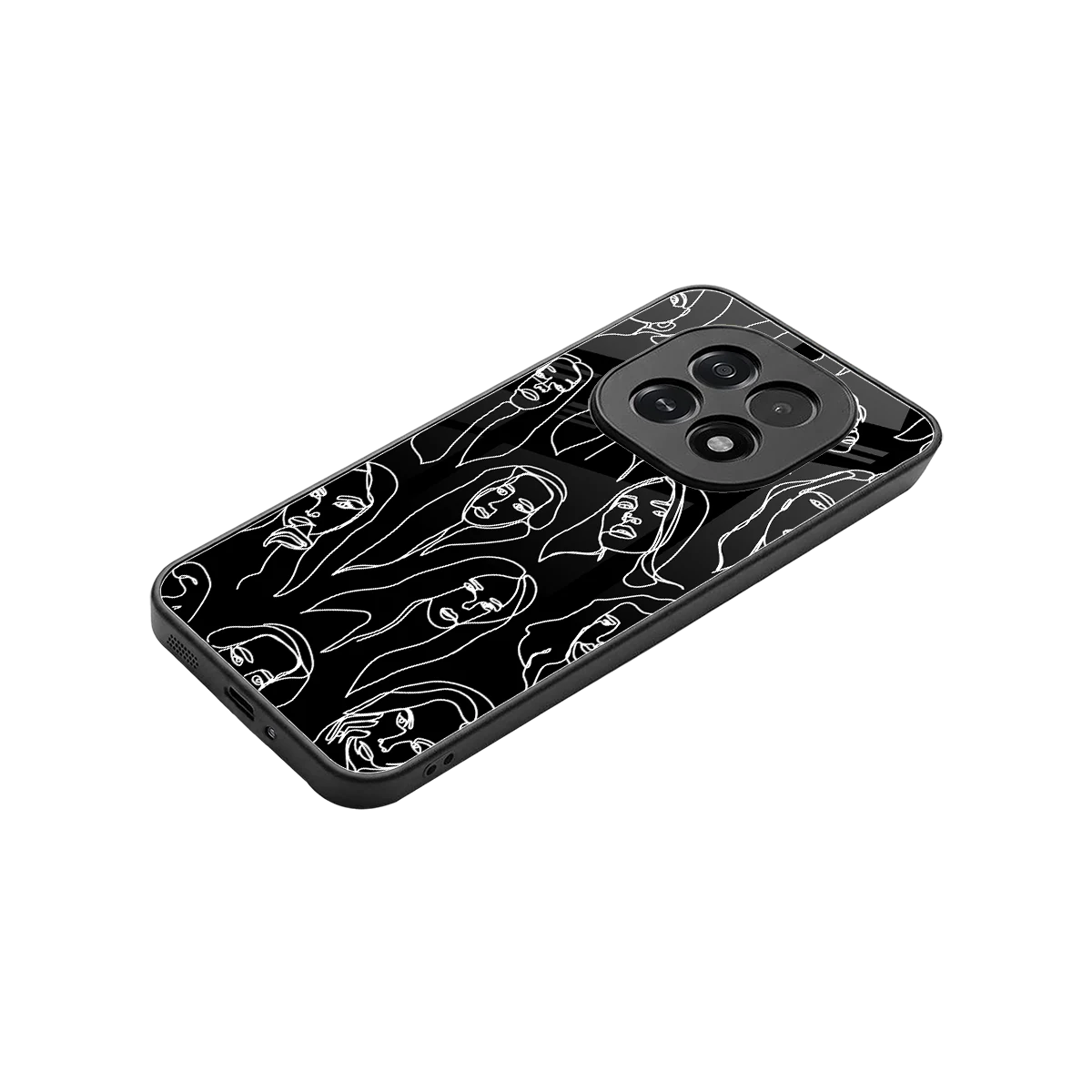 Many Faces Black stylish phone case for oppo f29 5g | glossy glass and slim fit