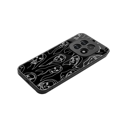 Many Faces Black stylish phone case for oppo f29 5g | glossy glass and slim fit