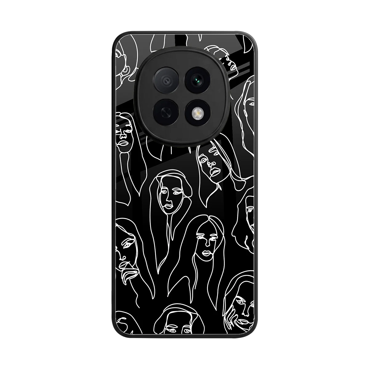 Many Faces Black back phone cover | glass case for oppo f29 pro 5g