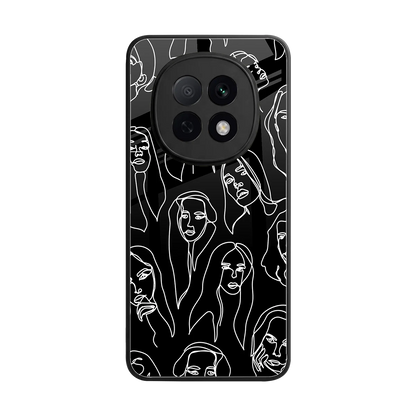 Many Faces Black back phone cover | glass case for oppo f29 pro 5g